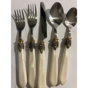 20 PC Set VTG Hanford Forge H.F. Ltd 18/10 Stainless Pearlescent Plastic Handle